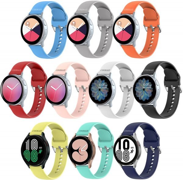 COOSAIL 10 Pack Compatible with Samsung Active 2 Watch Bands 40mm 44mm / Active/Watch 4 / Watch 3 41mm / Watch 42mm, 20mm Strap for Women Men