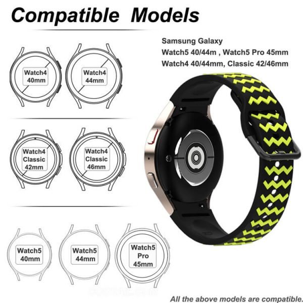 Black Green Wavy Stripe Band for Samsung Galaxy Watch 5 Band 44mm 40mm Watch 5 Pro 45mm Bands,
