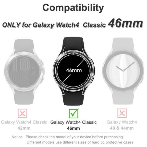 2 Pack Samsung Galaxy Watch 4 Classic 46mm Protective Case Cover Rotating Bezel [Frame Only] Hard PC - 图片 2